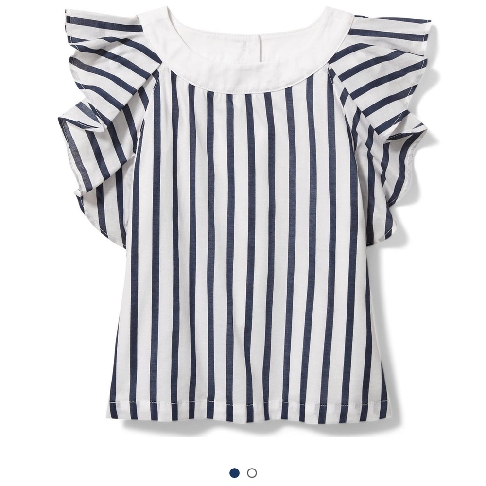 Janie and Jack navy striped flutter ruffle top 2t